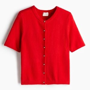 H&M Bright Red Knit Short Sleeve Cardigan